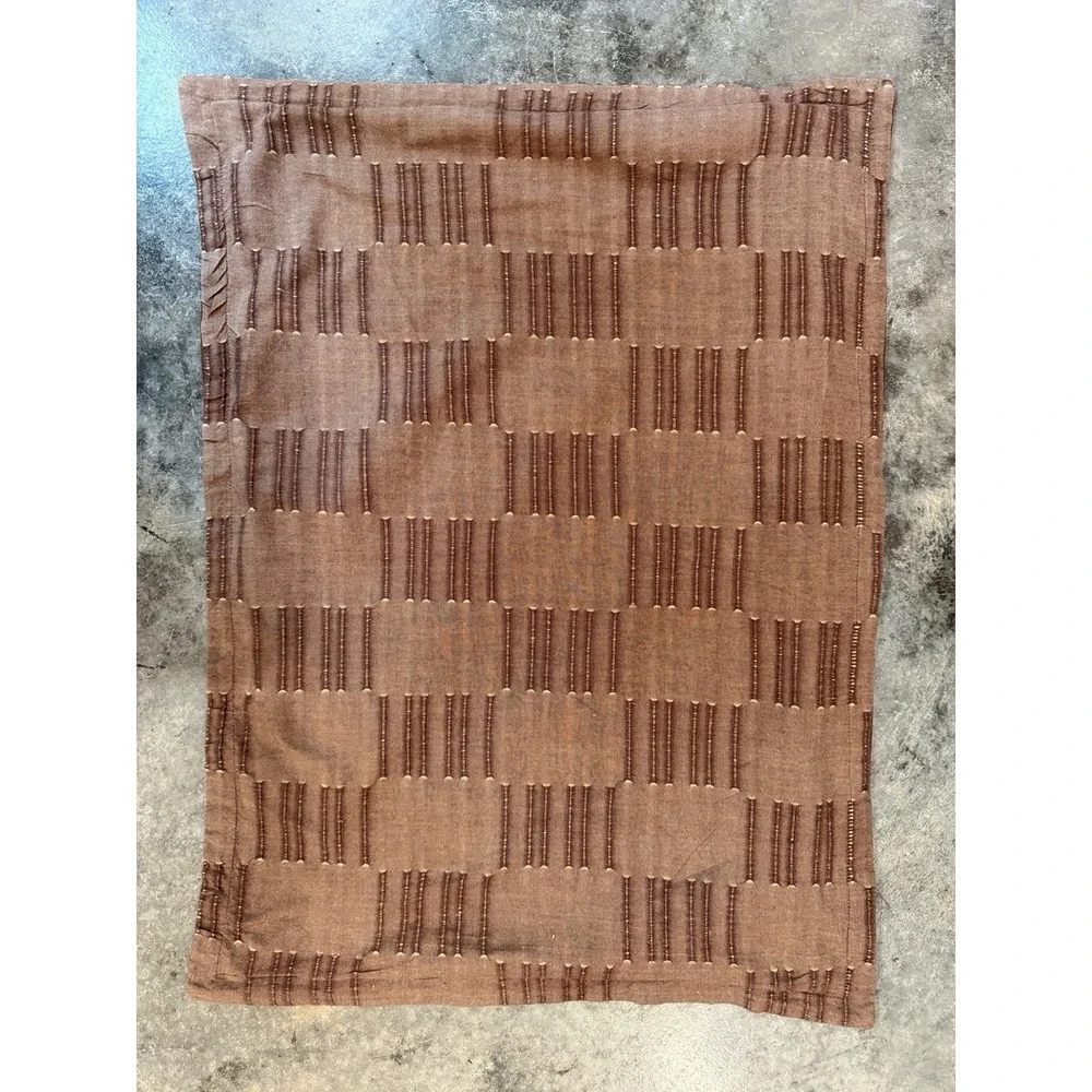Dansk Full Queen Duvet Cover & 2 Shams Cocoa Brown Cotton Textured Grid VTG